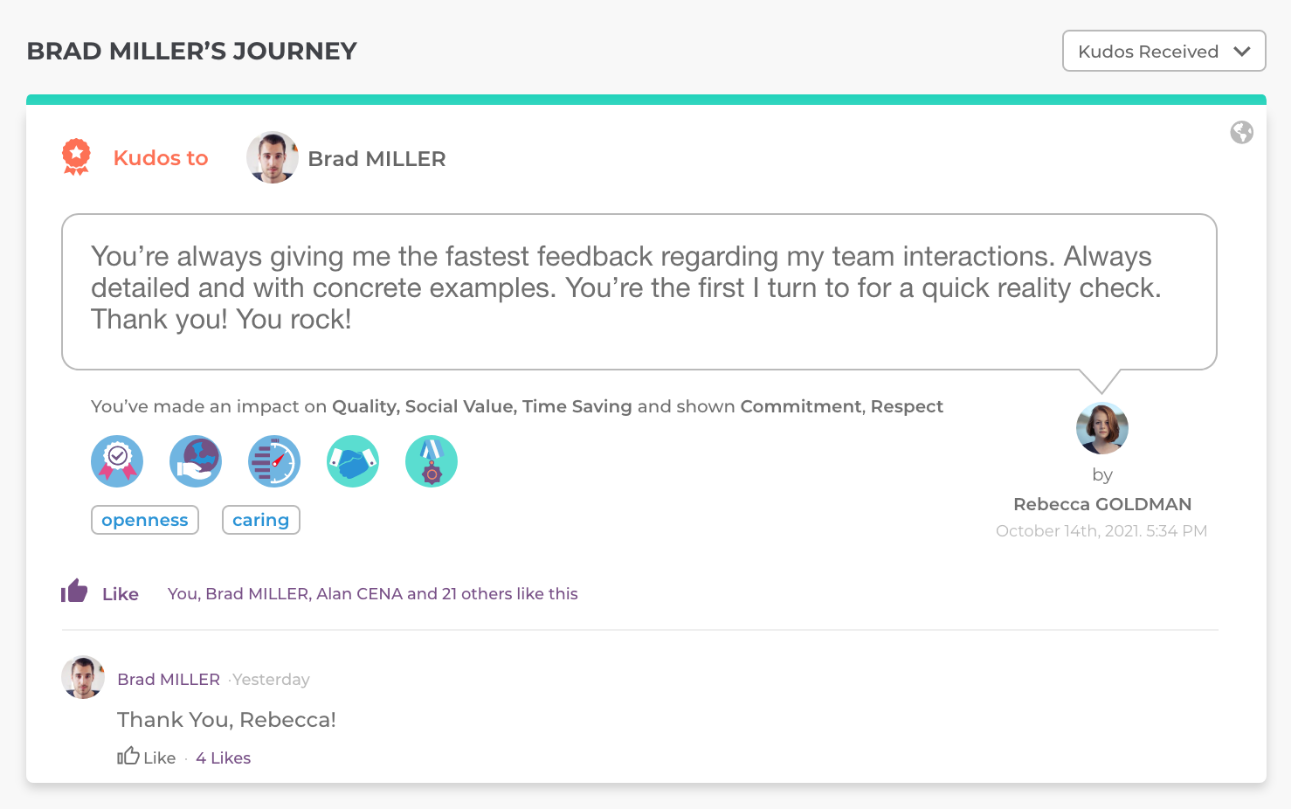 Recognize your people with Kudos
