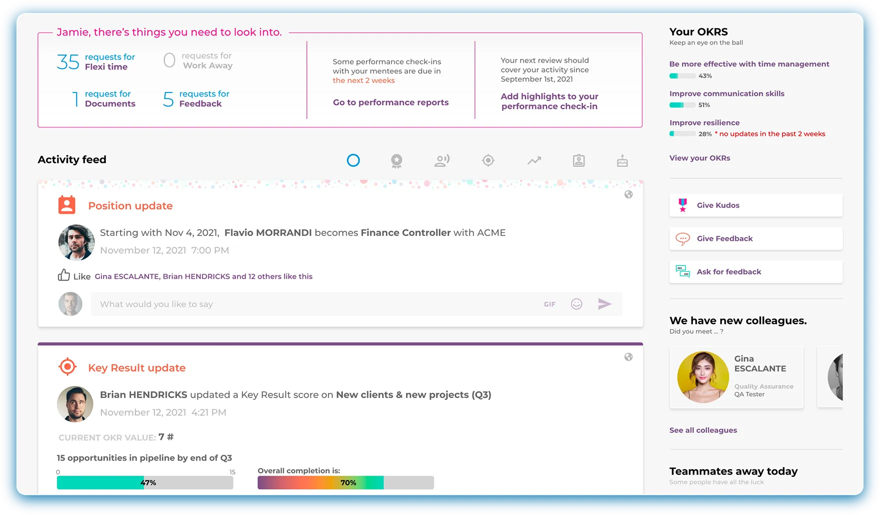 Mirro.io Activity feed app preview